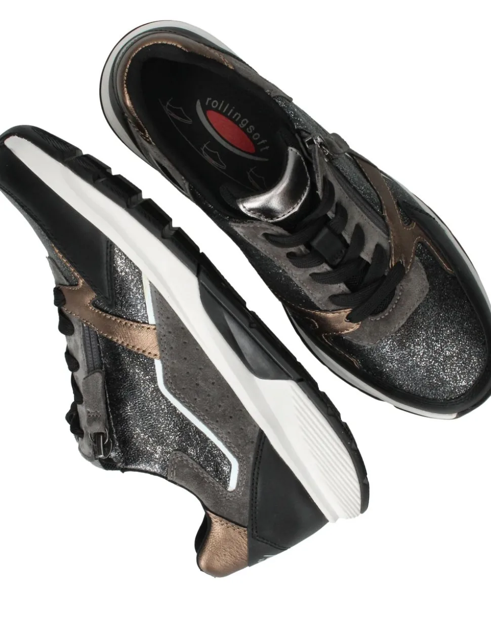 Gabor Rollingsoft Sneakers Zwart Dames