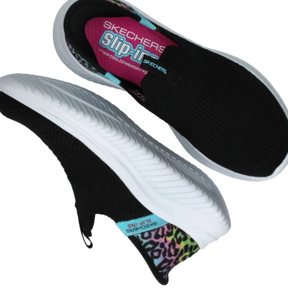Skechers Ultra Flex 3.0 Colory Wild Slip-Ins Sneakers Zwart Meisjes