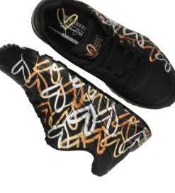 Skechers Uno Lite Metallic Love Sneakers Zwart Meisjes
